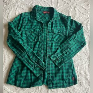 Eastern Mountain Sports Teal Checkered Button Down Shirt